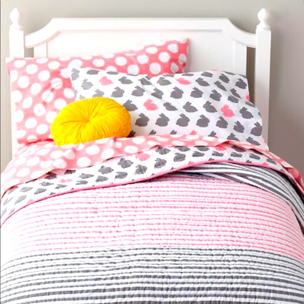 Land of nod - Grey and Pink Bunny Bedding